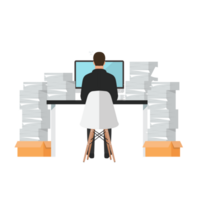 Backside of man is working on computer png