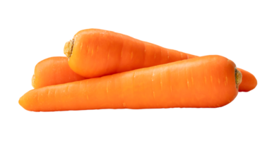 Fresh orange carrots in stack isolated with clipping path in png file format Close up of healthy vegetable root