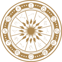 Astrology wheel with zodiac signs icon png
