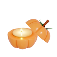 otoño calabaza vela 3d en transparente antecedentes png