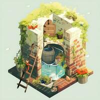 A water tank with a water source and a brick wall Natural Look photo