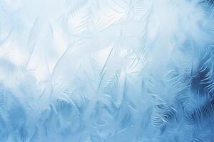 Frost Patterns on a Window Depicting Ice Crystals, Conveying a Winter Feel, Perfect for Holiday Greetings photo