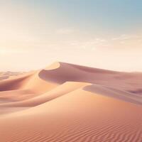 Tranquil Sand Dunes Under a Pastel Sky, Exuding Serenity and Ideal for Travel and Wellness Advertisements photo