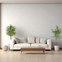 Modern and minimalist interior living room design with ample copy space for custom text AI Generative photo