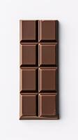 suave lustroso chocolate bar descansando en blanco lino fondo con copyspace Derecha ai generativo foto