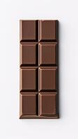 Smooth Glossy Chocolate Bar Resting on White Linen Backdrop with Copyspace Right AI Generative photo