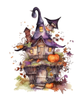 Aquarell Halloween Hexe Haus Sublimation png