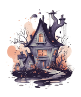 aquarelle Halloween sorcière maison sublimation png