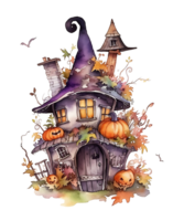 aquarelle Halloween sorcière maison sublimation png