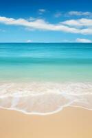 Serene beach landscape with ample space in sky and waters AI Generative photo