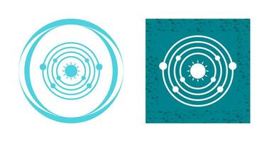 icono de vector de sol en órbita de planetas
