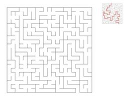 Square maze,  logic game with labyrinths.  maze game. A maze with answers vector