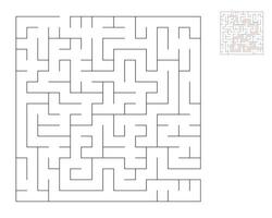 Square maze,  logic game with labyrinths.  maze game. A maze with answers vector