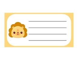 Design of the pages of the weekly and daily children's planner. Cute lion. Checklist layout for diary, notepad vector