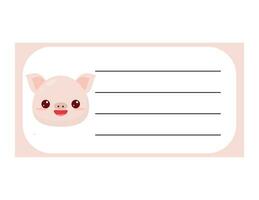 Design of the pages of the weekly and daily children's planner. Cute little pig. Checklist layout for diary, notepad vector