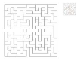 Square maze,  logic game with labyrinths.  maze game. A maze with answers vector