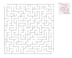 Square maze,  logic game with labyrinths.  maze game. A maze with answers vector