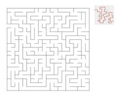 Square maze,  logic game with labyrinths.  maze game. A maze with answers vector