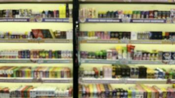 Abstract blurred of products showcase in a store, with bokeh light background. photo