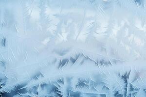 Frost Patterns on a Window Depicting Ice Crystals, Conveying a Winter Feel, Perfect for Holiday Greetings photo