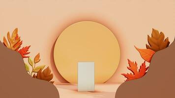 Autumn background with 3d rendered podium for product display photo