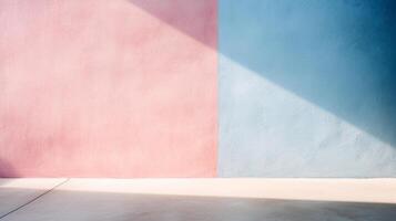 Abstract Gradient Wall in Pastel Pink and Blue with Ample Space for Text and Design Elements photo