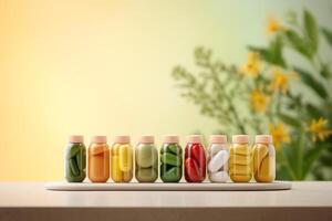Importance of nutrition for anti-aging depicted through herbal supplements photo