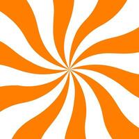 Orange swirling pattern background. Halloween color. Vortex starburst spiral twirl square. Helix rotation rays. Converging scalable stripes. Vector illustration