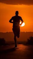 Running into the Sunrise - A Symbol of Endurance and Determination AI Generative photo