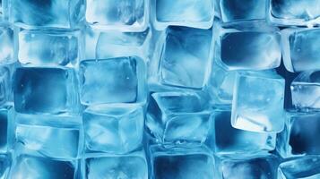 Crystal clear ice cubes as background. Generative AI photo