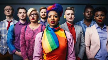 Vibrant Celebration of Gender Diversity and Inclusivity Showcasing Expressions and Attire AI Generative photo