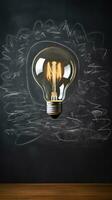 Hand-drawn light bulb on chalkboard symbolizing creativity AI Generative photo
