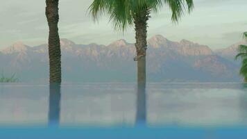 Open swimming pool in front of the beautiful mountain view video