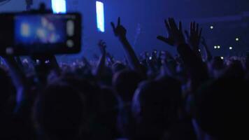 honderden van krachtig muziek- fans Bij de concert video