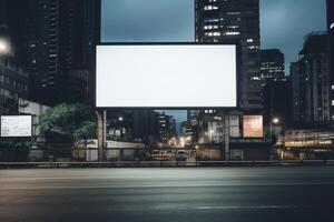 Blank billboard frame nestled amidst a bustling urban landscape, open canvas for creativity AI Generative photo