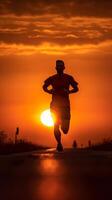 Running into the Sunrise - A Symbol of Endurance and Determination AI Generative photo