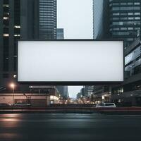Blank billboard frame nestled amidst a bustling urban landscape, open canvas for creativity AI Generative photo
