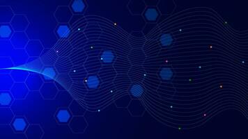 Abstract geometric with hexagon shapes and wave flow for high speed internet and technology wireless data transmission. Internet network connection concept background. Vector illustration.