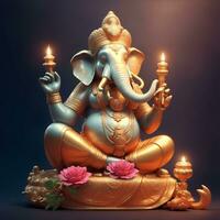 Indian ganesha festival , lord ganesha, Hinduistic sculpture ganesha. Generate Ai photo