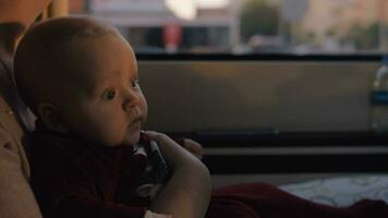 Excited baby girl in car with her mother video