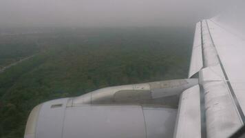 View from inside the plane which landing at the airport video