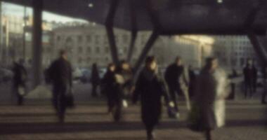 People traffic at subway entrance in Moscow circa 1980, Russia video