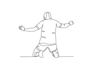 An athlete kneels happily after scoring a goal vector