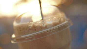 Takeaway cold coffee with straw video