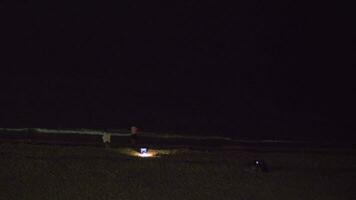gens sur le plage à nuit video