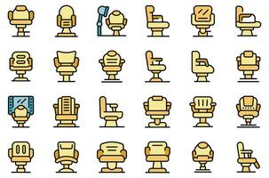 Barber chair icons set vector flat