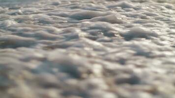 Foamy waves rolling in on the sea shore video