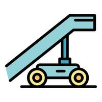 Aviation stairs icon vector flat