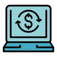 Laptop finance icon vector flat