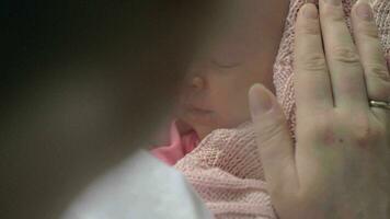 Touching moment of mother with newborn baby video